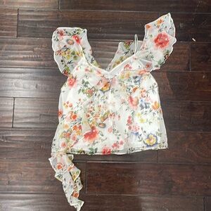 Alice + Olivia asymmetrical women’s floral top